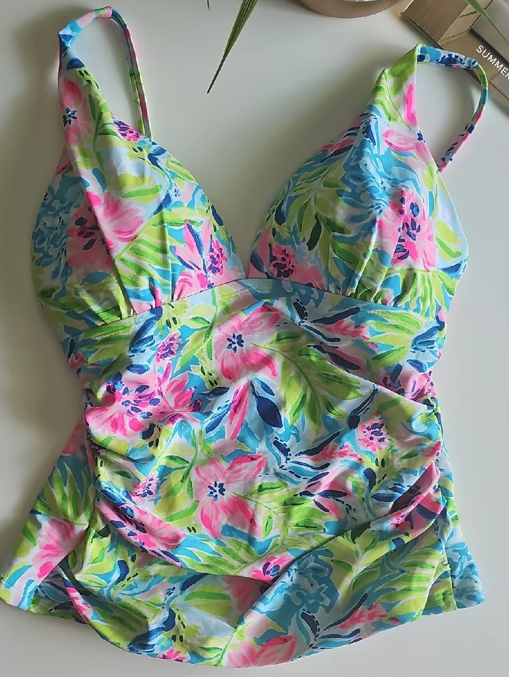 Stella Parker Floral Tankini Swim Top - Multi Waterlily - Picture 2 of 6